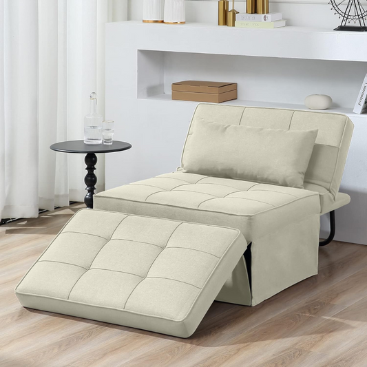 4 in 1 Multi-Function Folding Ottoman Breathable Linen Couch Bed